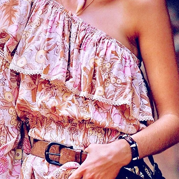 🌺🎉HP🎉🌺 NWT Spell & The Gypsy Jungle One Shoulder Dress - Picture 4 of 16